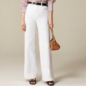 J.Crew 1996 Denim Trouser Jeans Womens 31P White High Rise Wide-leg Semi Stretch